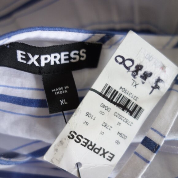 NWT $88 EXPRESS White Blue Stripe Waist Tie Tiered Sundress – XL - Picture 8 of 9